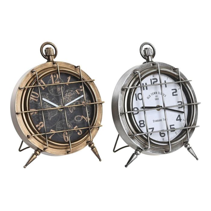 DKD Home Decor Reloj de Sobremesa Loft de Hierro y Cristal Dorado Plateado 17cm Largo 29cm Alto 22cm Ancho - Pack 2 Unidades DKD Home Decor Reloj de Sobremesa Loft de Hierro y Cristal Dorado Plateado 17cm Largo 29cm Alto 22cm Ancho - Pack 2 Unidades