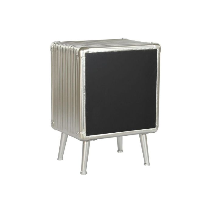 Mesita de Noche Home ESPRIT Plateado Metal Madera MDF 46 x 39 x 63 cm 4