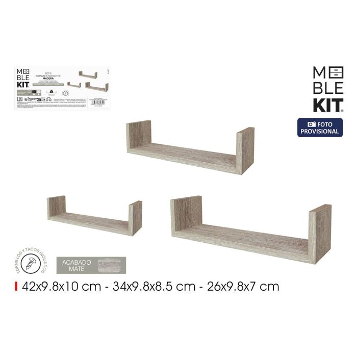 Set-3 Estante Flotante 42/34/26 Oak Moblekit (6 Unidades) 0 Set-3 Estante Flotante 42/34/26 Oak Moblekit (6 Unidades) 0