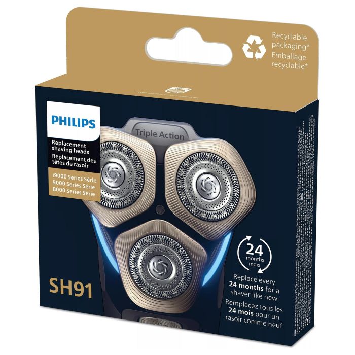 Philips Recambio Cuchillas Afeitadora SH91/50 para Series 9000 - 3 Cabezales Philips Recambio Cuchillas Afeitadora SH91/50 para Series 9000 - 3 Cabezales