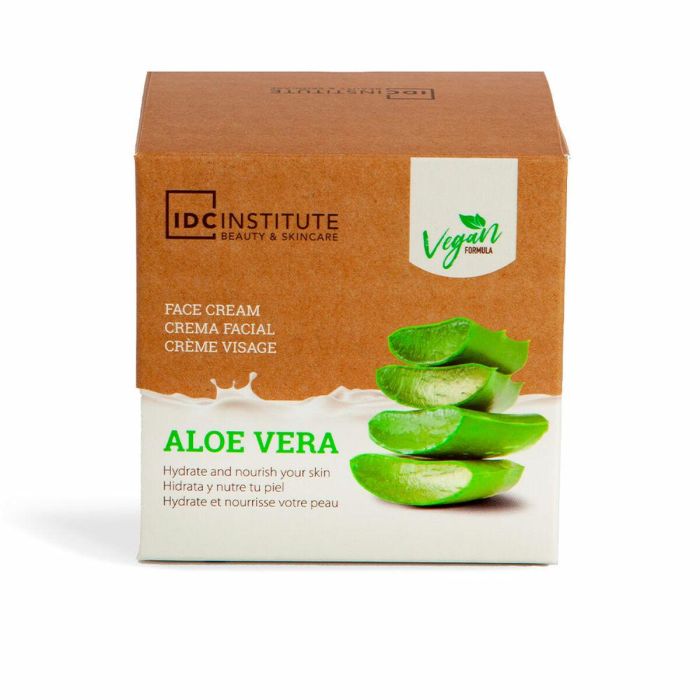 Idc Institute Crema Facial Tratamiento Hidratante Intenso Aloe Vera Textura Ligera para Piel Sensible y Todo Tipo de Pieles Vegana 50 ml
