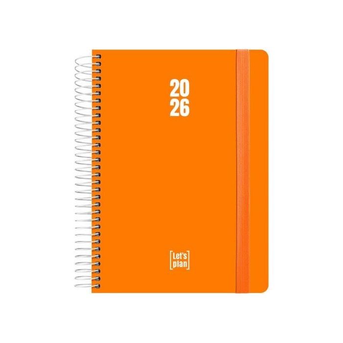 Agenda Anual (2026) Grafoplas Polipropileno Espiral Tapa Pp Con Goma A5 210X150 D/P Naranja Fluor