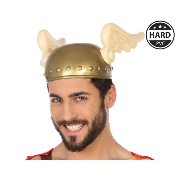 Casco Romano Rígido Alas Dorado Hombre Adulto