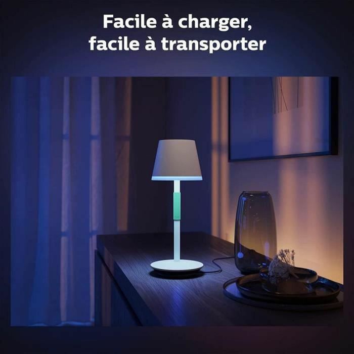 Philips White and Color Ambiance, Lámpara de mesa portátil Hue Belle, compatible con Bluetooth, blanco 2 Philips White and Color Ambiance, Lámpara de mesa portátil Hue Belle, compatible con Bluetooth, blanco 2