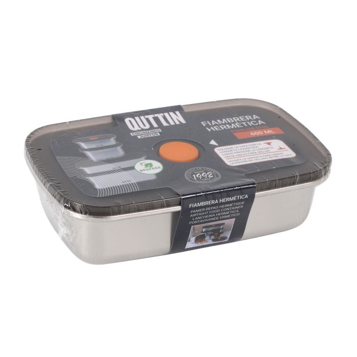 Fiambrera hermética rectangular de acero inoxidable Quttin 600 ml (12 Unidades) 6 Fiambrera hermética rectangular de acero inoxidable Quttin 600 ml (12 Unidades) 6