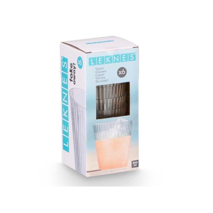 Vaso Rayas Transparente 300 Ml Leknes 8X10CM (24 Unidades) 1 Vaso Rayas Transparente 300 Ml Leknes 8X10CM (24 Unidades) 1
