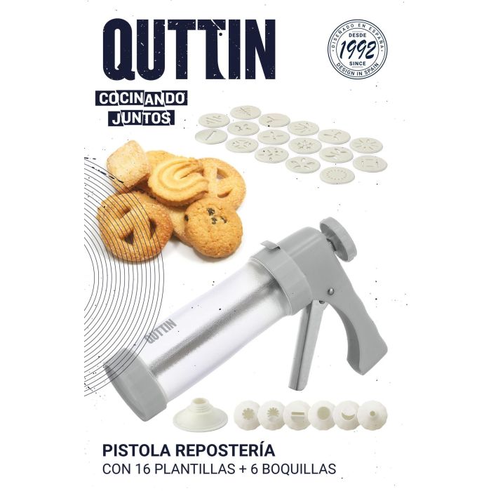 Pistola de Repostería Quttin con 16 Prensas y 6 Boquillas (12 Unidades) 6 Pistola de Repostería Quttin con 16 Prensas y 6 Boquillas (12 Unidades) 6