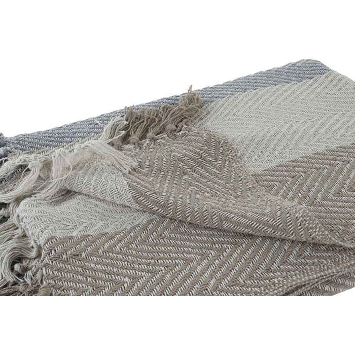 DKD Home Decor Plaid Multicolor Rayas Algodon Polyester 200 x 150 cm (4 Unidades)