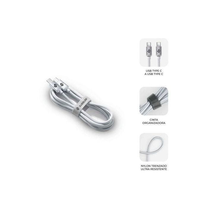 Cable USB-C a USB-C Subblim SUBCAB-C06011 Blanco 2 m 1 Cable USB-C a USB-C Subblim SUBCAB-C06011 Blanco 2 m 1
