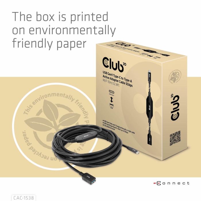 Club3D Cable USB 3.2 Tipo C a USB Tipo A 5Gbps Macho/Hembra 10m 8 Club3D Cable USB 3.2 Tipo C a USB Tipo A 5Gbps Macho/Hembra 10m 8