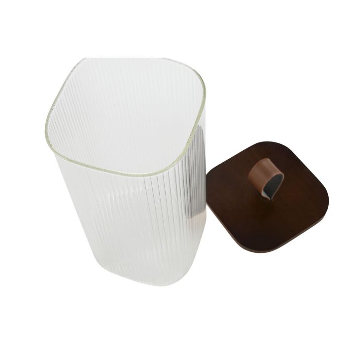 DKD Home Decor Bote Transparente y Natural Vidrio Acacia 10.2 x 21 x 10.2 cm (12 Unidades)