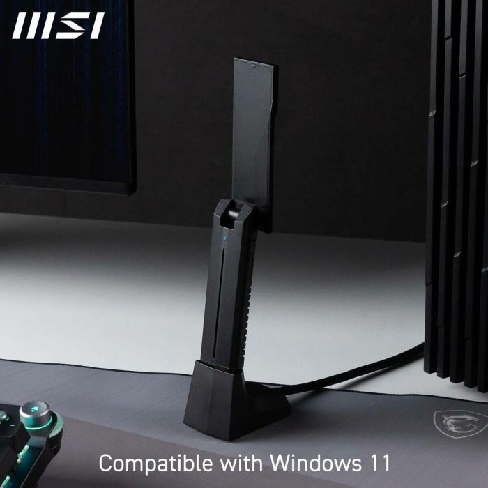 MSI Adaptador USB WiFi 7 GUBE65 BE6500, Doble Banda, Hasta 5760 Mbps, Compatible con Windows 11/10