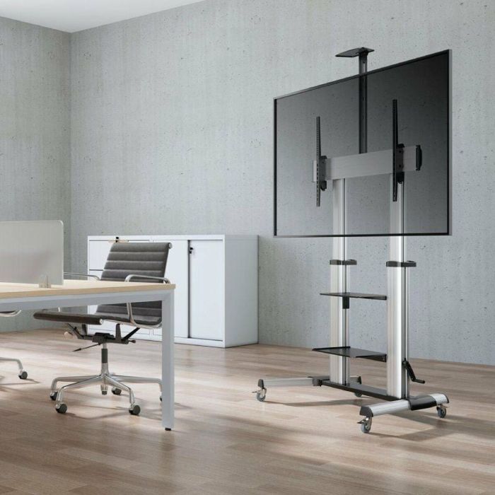 AISENS - SOPORTE DE SUELO PRO CON RUEDAS Y MANIVELA, BANDEJAS PARA DVD Y SOPORTE DE CAMARA PARA MONI 5