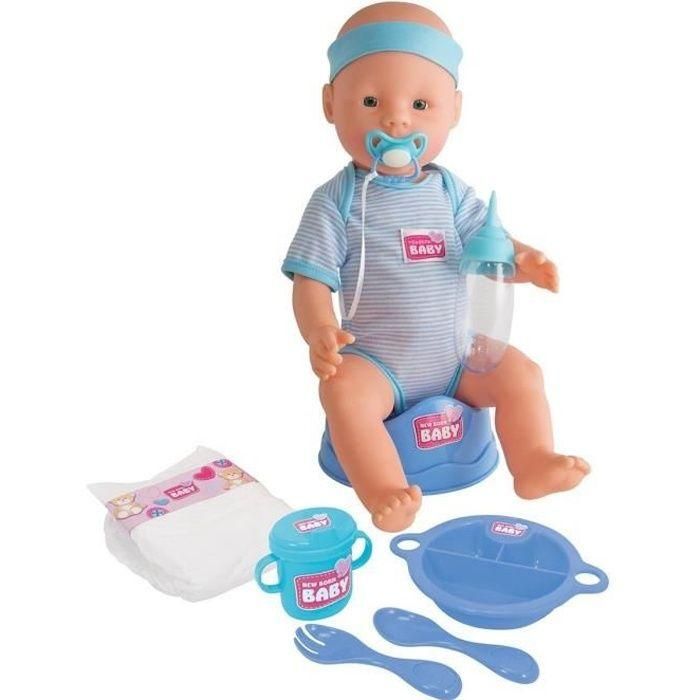 NUEVO BORN BABY Blue Baby Doll 43cm Bebidas Pee