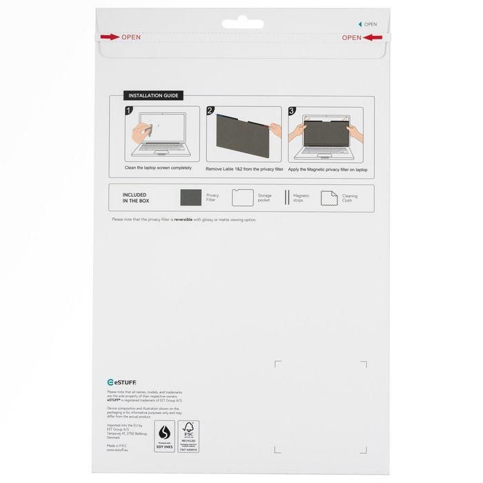 eSTUFF Filtro de Privacidad Magnético para Laptop 14" 16:10, protección pantalla y datos 1