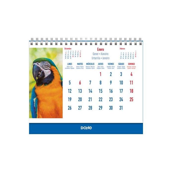 Calendario (2026) Dohe Sobremesa Imagenes Mensual Para Escribir 150X210 Aves Exoticas