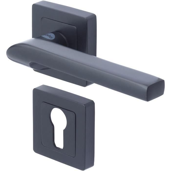 Yale YPP7-S-PE Tirador de puerta cuadrado Sienna para cilindro europeo, color negro
