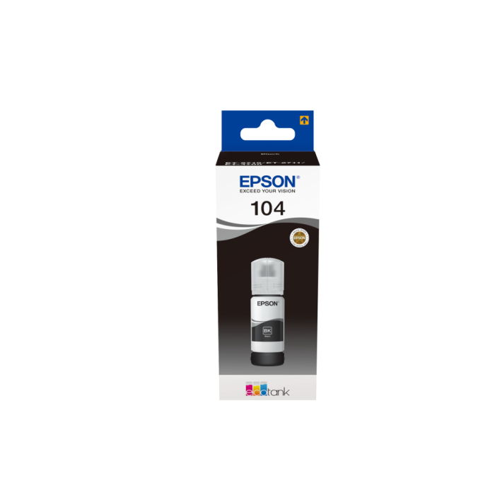 Epson Nº 104 Botella de Tinta Negra 70ml para EcoTank ET-2710, ET-2711, ET-2726, ET-2815