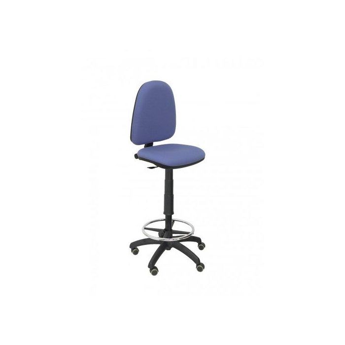 Taburete Piqueras Y Crespo Ayna Ergonomico Mecanismo De Contacto Permanente Regulable En Altura Y Aro Reposapies Ruedas De Parquet Asiento Y Respaldo Tapizados Bali Azul Claro