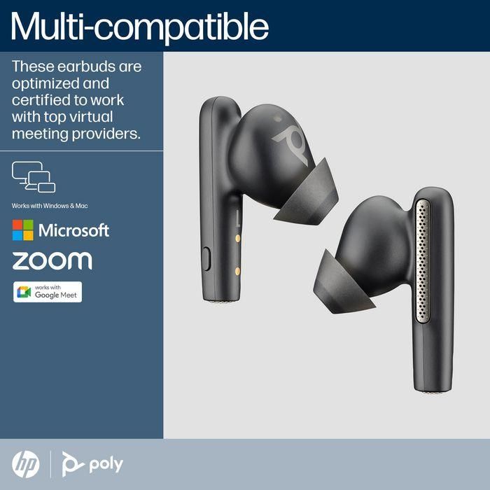 Poly BT700 Voyager Free 60 UC Auriculares In-ear Inalámbricos ANC Carbon Black con Adaptador USB-A y Estuche de Carga Básico 5