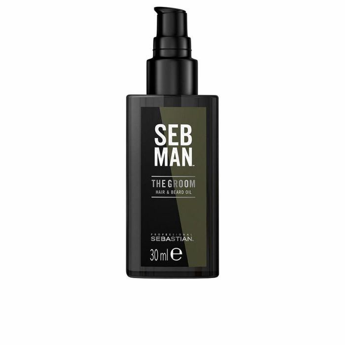 Sebman The Groom Aceite de Cuidado Cabello y Barba para Hombre 30 ml con Argán, Jojoba, Almendras, Guaraná, Bergamota y Pimienta Rosa