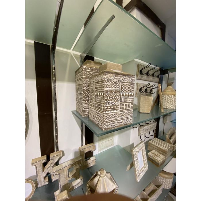 DKD Home Decor Jarron Colonial Blanco Natural 18 x 30.5 x 18 cm Mango 1