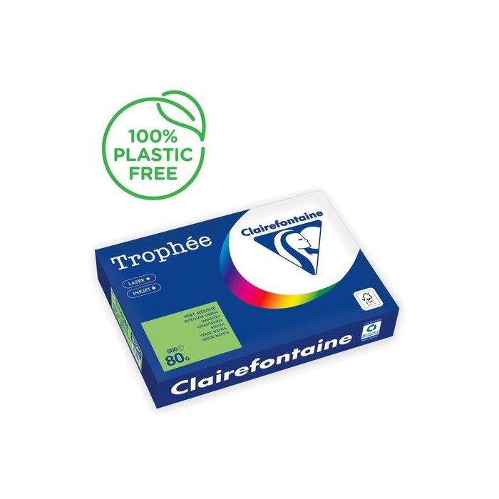 Papel De Color A4 Clairefontaine Trophee 80G 500H Vivo Verde Menta