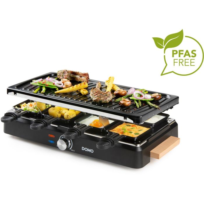 Domo DO9294G Parrilla de raclette para 8 personas – Raclette de Mesa con Parrilla de 1400 W