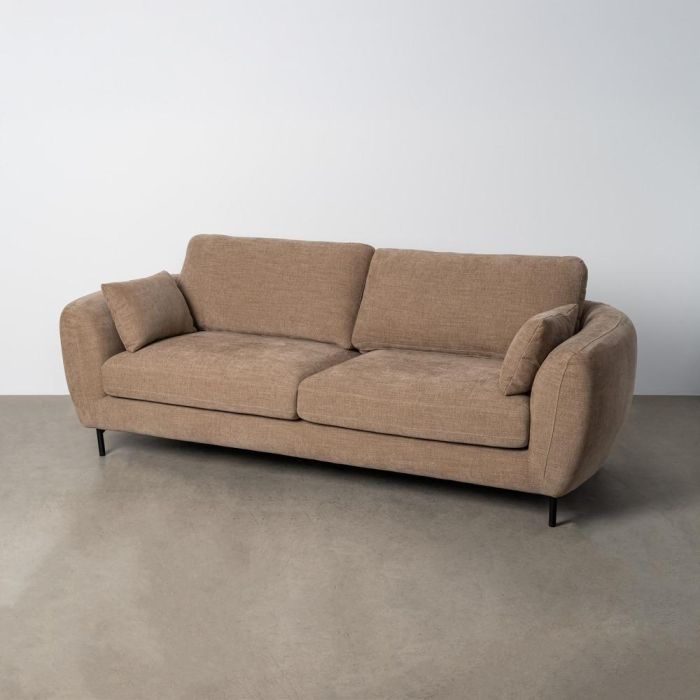 Sofá 3 Plazas Marrón Claro Tejido-Metal 229 X 92 X 88 cm