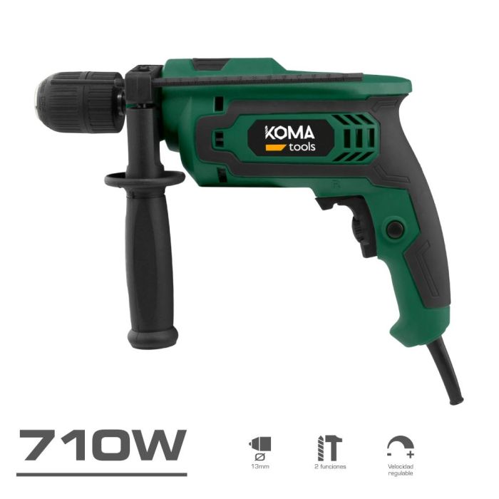 Koma Tools TP-710 Taladro Percutor 710W, Velocidad Regulable, 2 Funciones: Perforar y Martillar, Portabrocas Ø13mm Sin Llave 1 Koma Tools TP-710 Taladro Percutor 710W, Velocidad Regulable, 2 Funciones: Perforar y Martillar, Portabrocas Ø13mm Sin Llave 1