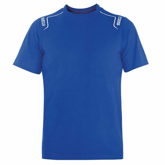 Sparco S02408AZ4XL Camiseta Tech Stretch de Algodón Suave y Elástico Azul Talla XL con Detalles Contrastados