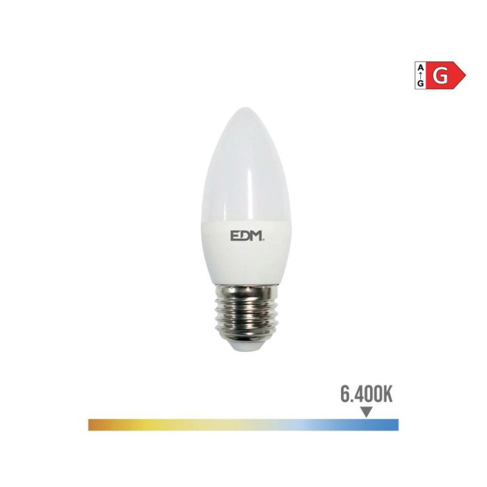 Edm Bombilla LED Vela E27 5W 400lm 6400K Luz Fría Ø3,5x10cm