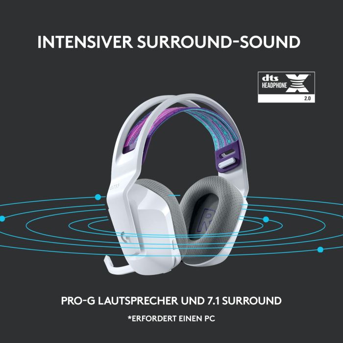 Logitech Auricular con Micrófono G733 LIGHTSPEED Inalámbrico, 29h Batería, RGB LIGHTSYNC 6