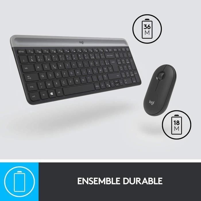 Logitech - MK470 Ultra-Slim Wireless Keyboard + Mouse y Silent Wireless System - Diseño compacto y plano - Receptor USB de 2,4 GHz 4