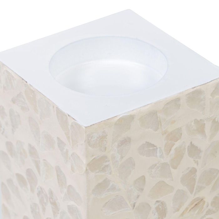 Portavelas Beige Nácar Madera MDF 10,5 x 10,5 x 21 cm 3