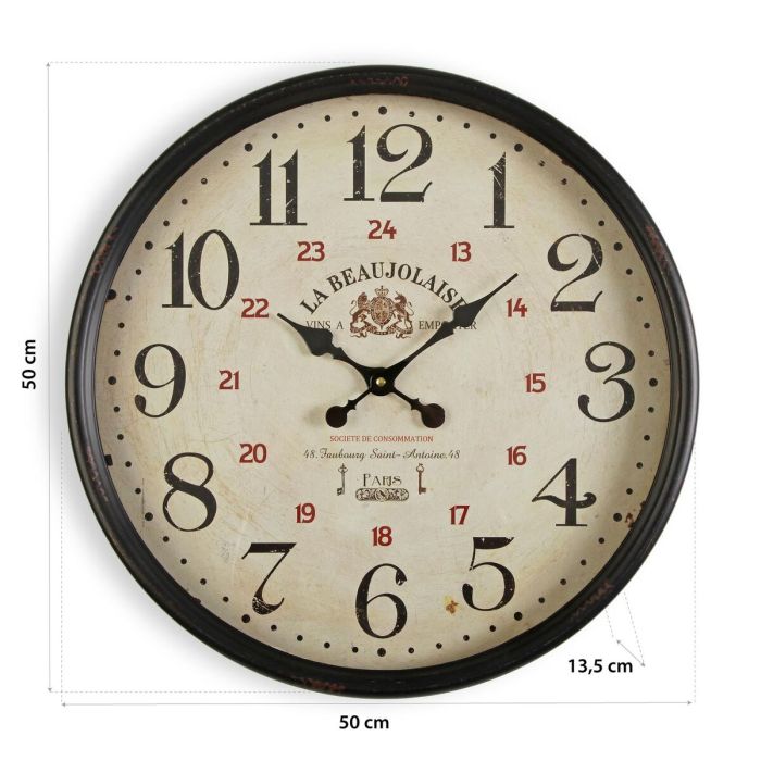 Reloj de Pared Versa Beaujolais Metal 13,5 x 50 x 50 cm 1
