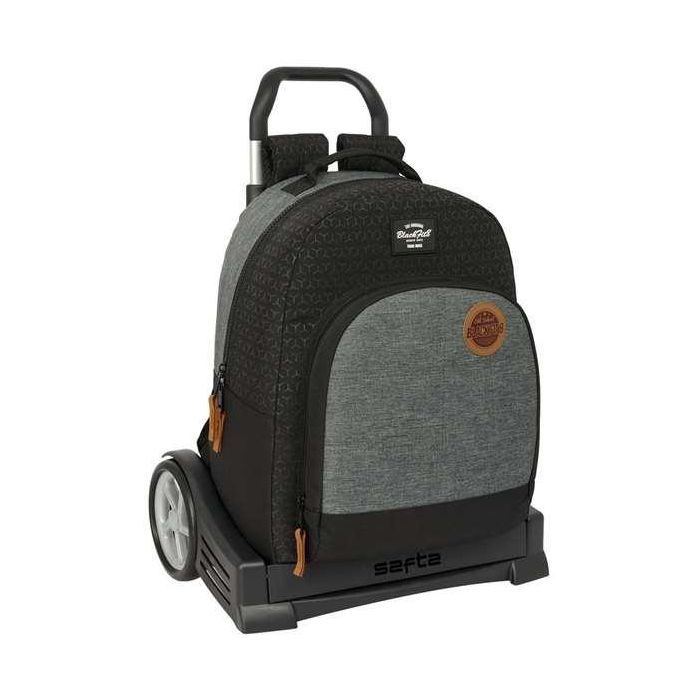 Mochila Escolar con Ruedas BlackFit8 Old school Negro Gris 32 x 42 x 15 cm