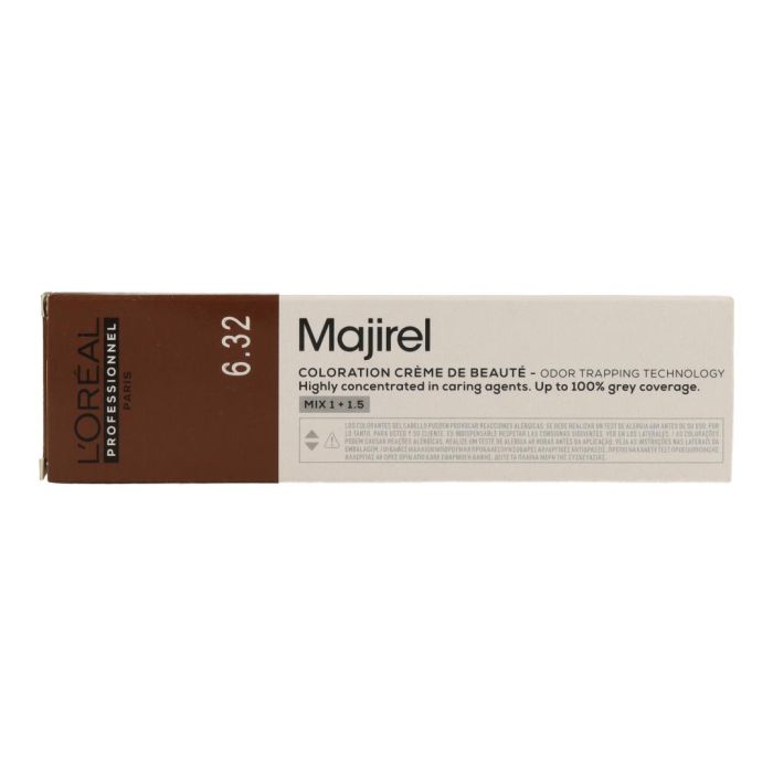 L'Oréal Majirel 6.32 Tinte Permanente Profesional Warm Beige 60ml para Cobertura Total de Canas y Color Luminoso