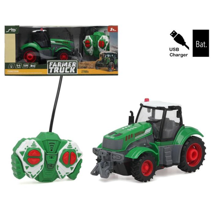 Tractor Verde Radiocontrol 34x15 cm R-C Carg Y Bat 1 Set