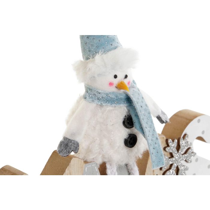 DKD Home Decor Decoración Navidad Alpina Madera Poliéster Natural Azul 20 x 20 x 2 cm (6 Unidades) 1