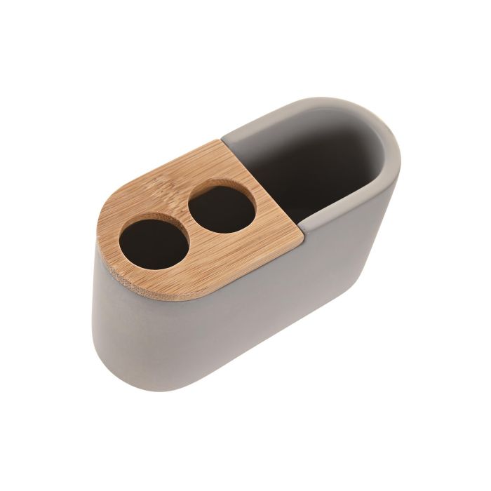 DKD Home Decor Vaso Gris Natural 11 x 4.5 x 6 cm Cemento Bambú 1