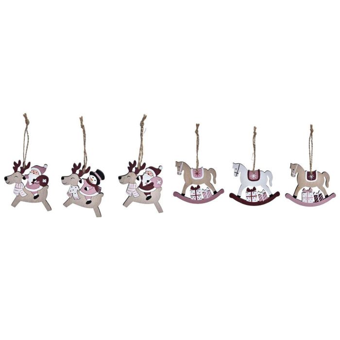 Decoracion Colgante Navidad Fantasia DKD Home Decor Rosa Natural 8.2 x 1.5 x 21 cm Set de 3 (2 Unidades)