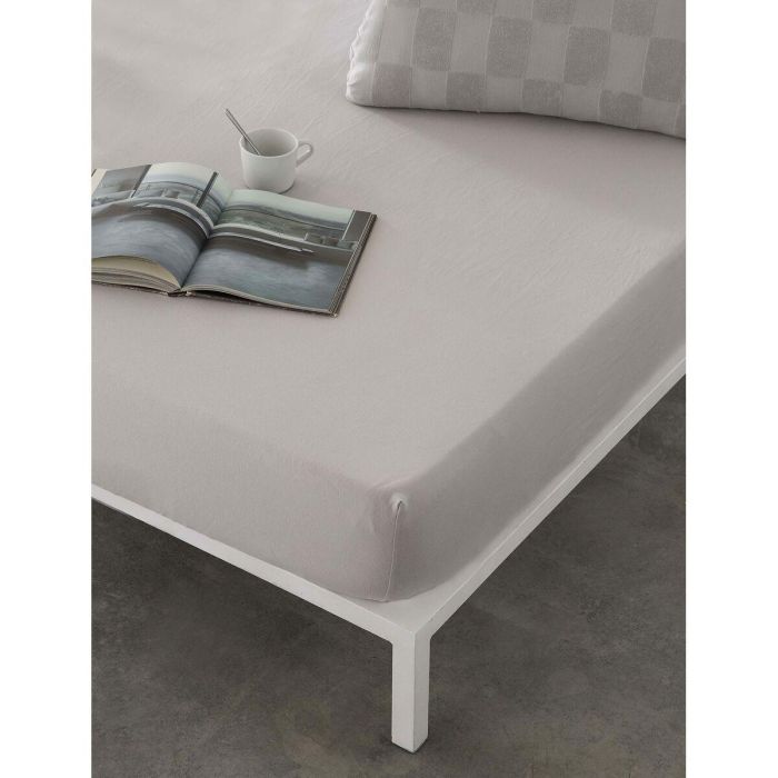 Sábana Bajera Ajustable Naturals ELBA Gris claro 90 x 190/200 cm (Cama de 90) 2