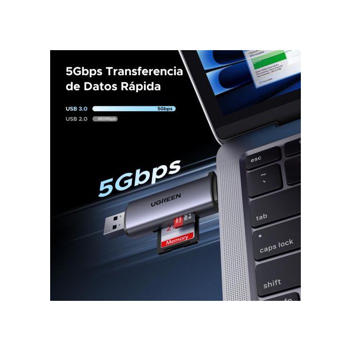 UGREEN 50706 Lector de Tarjetas USB/Micro-USB Doble SD/Micro SD, Plata 2