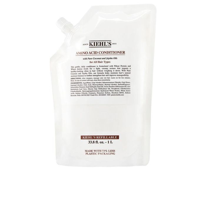 Kiehl's AMINO ACID Acondicionador Cabello Diario Refill 1000ml – Sin Siliconas, Proteínas de Trigo y Aminoácidos, Brillo Natural