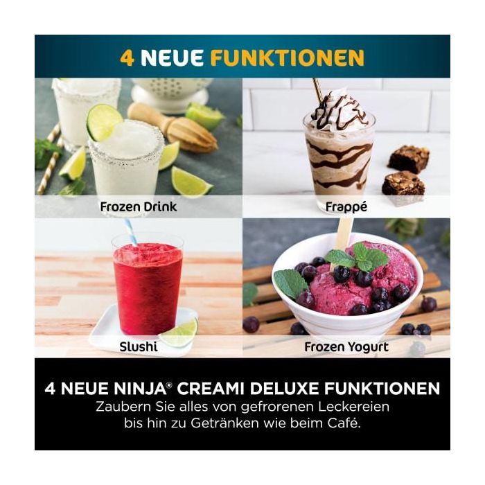 Ninja NC501EU Creami Deluxe Máquina de Helados y Batidos 2.1L con 3 Recipientes, Preparación de Sorbete, Negro/Plata 12 Ninja NC501EU Creami Deluxe Máquina de Helados y Batidos 2.1L con 3 Recipientes, Preparación de Sorbete, Negro/Plata 12
