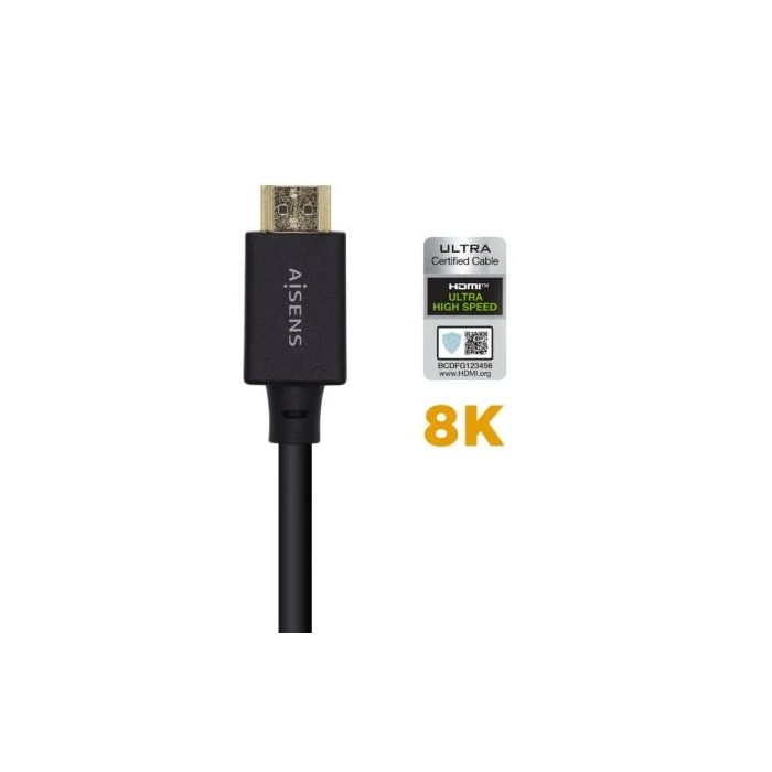Aisens Cable HDMI V2.1 Premium Alta Velocidad HEC 8K@60Hz 48Gbps Macho-Macho Negro 3.0m 1 Aisens Cable HDMI V2.1 Premium Alta Velocidad HEC 8K@60Hz 48Gbps Macho-Macho Negro 3.0m 1