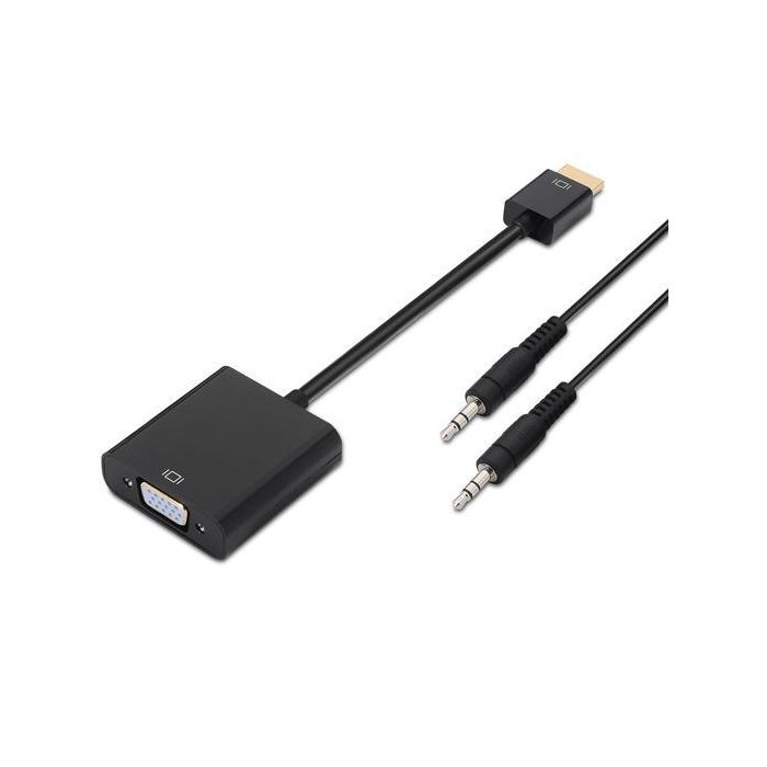 Aisens Conversor HDMI a SVGA y Audio, HDMI Macho - SVGA Hembra + Jack 3.5 Hembra, Negro 10 cm + 1.0 m