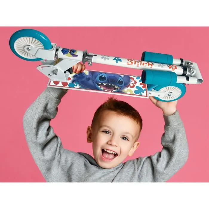 Disney Patinete Plegable STITCH DIS3496276260427 Mecanismo Seguro Freno de Pie Trasero Altura Ajustable 4
