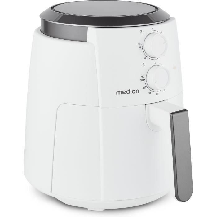 Freidora de aire caliente - MEDION - MD13020 - Airfryer - 1500 vatios - Temporizador de 60 minutos - Hasta 200 °C - 4,7 L - Blanco 1